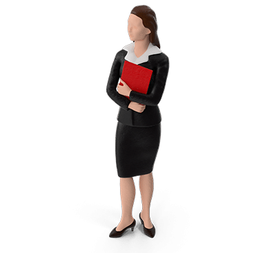 A businesswoman, signifying an employee.
