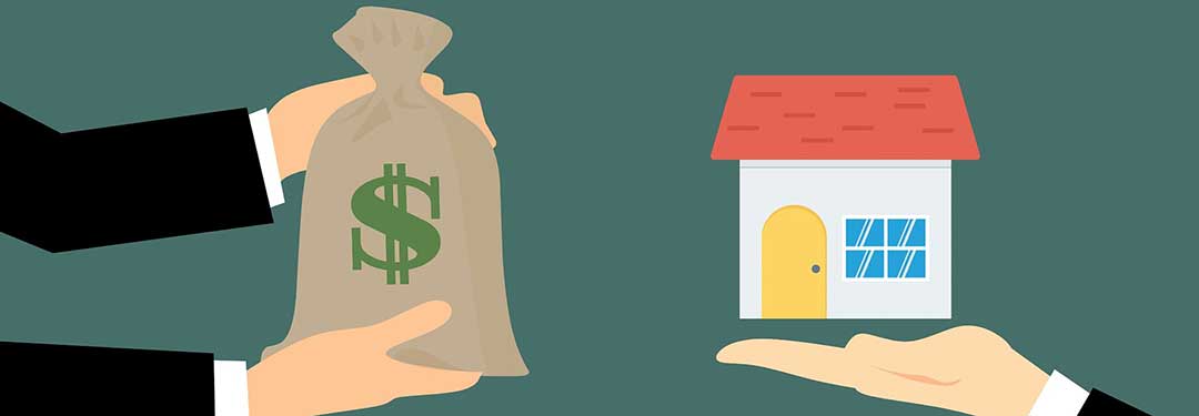 Cash and a house being exchanged show that the mortgage follows the property.