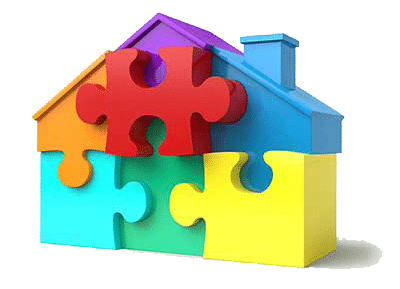 A puzzle in the shape of a house, showing how people have a hard time understanding what a mortgage is.