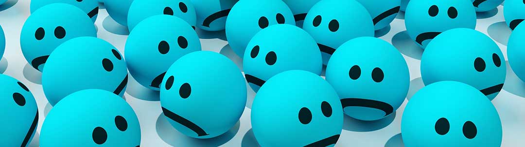 Unhappy emoticons showing that the clean hands doctrine can cause unhappiness.