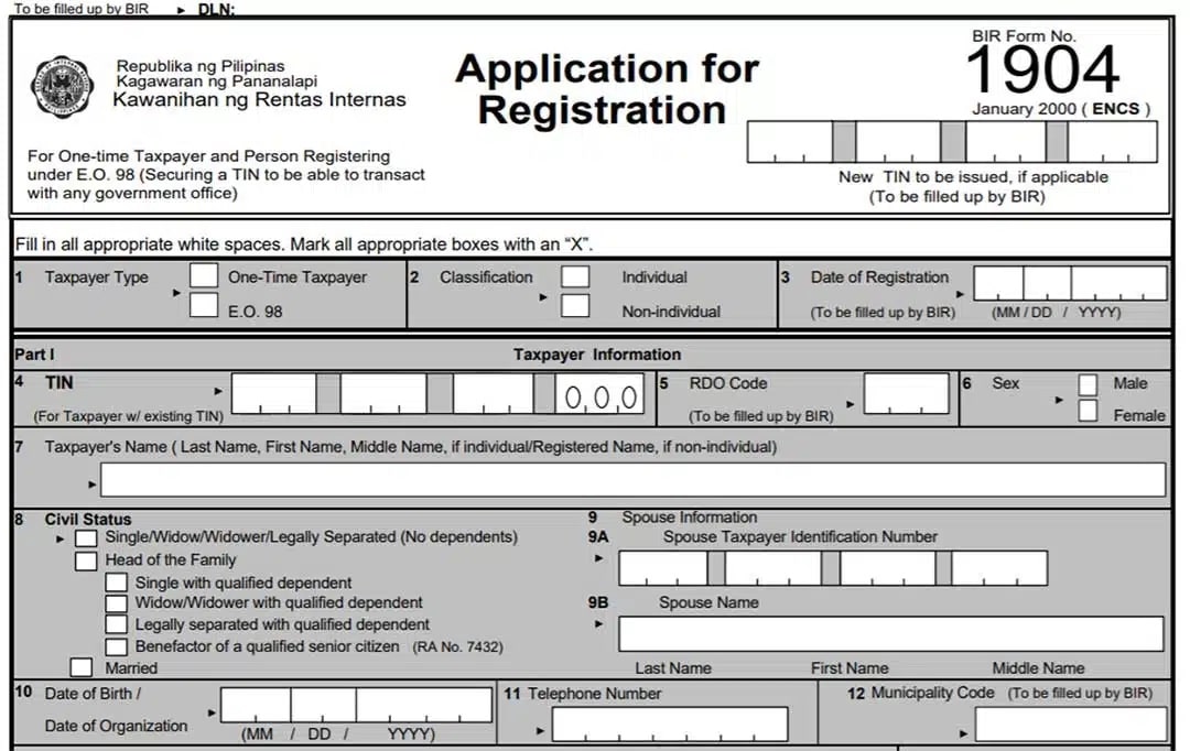 When you do a land title transfer to a family member in the Philippines, you need an estate tax TIN from BIR from 1904