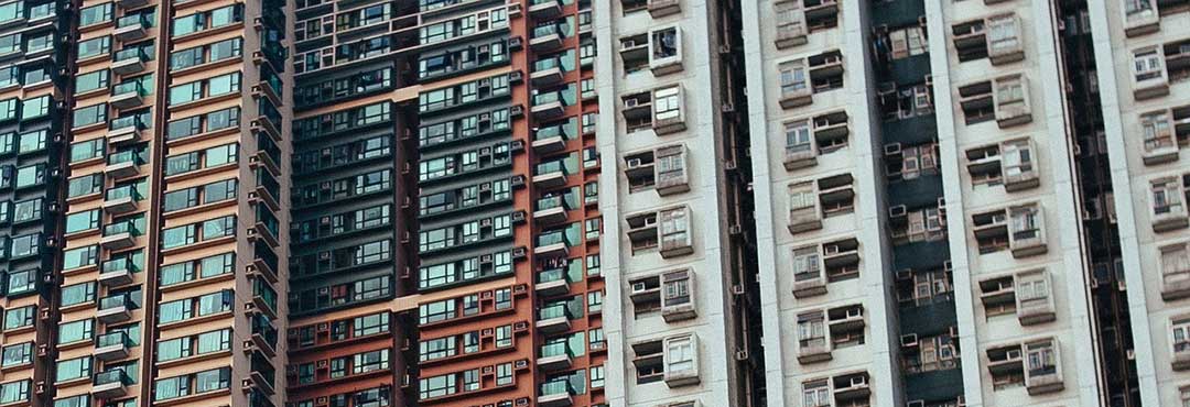 Windows of a condominium building, as foreigners can own up to 40% of a building.