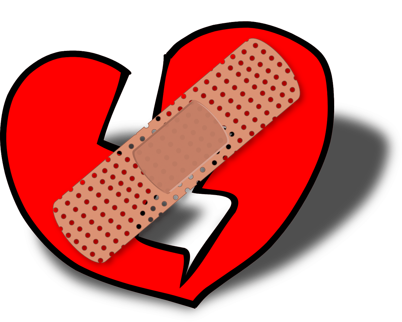 A broken heart with a bandage on it