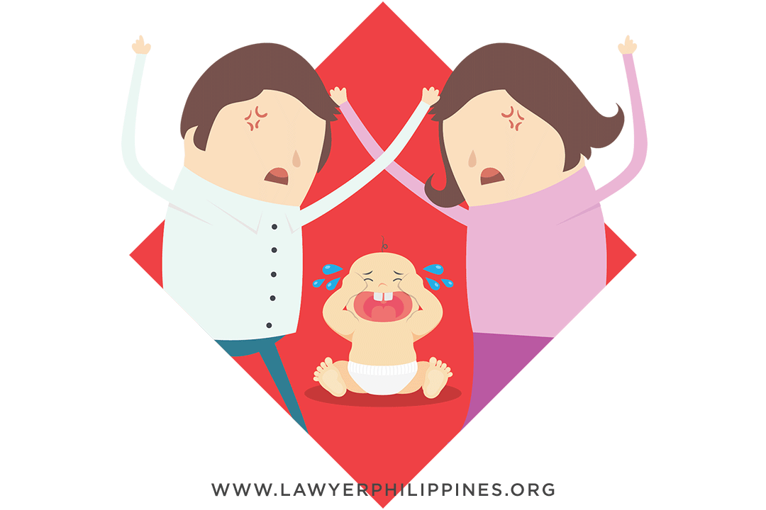 An angry couple with their arms raised having an argument, in the background there is a crying baby. Article: A Guide to Child Support in Philippine Law by Lawyers in the Philippines, FCB Law Office