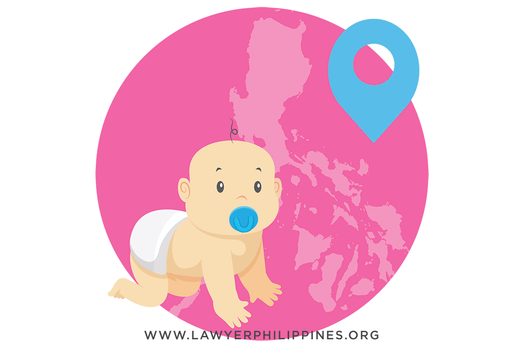 A white baby with the Philippine map behind him showing and a map marker showing his birthplace in the Philippines.