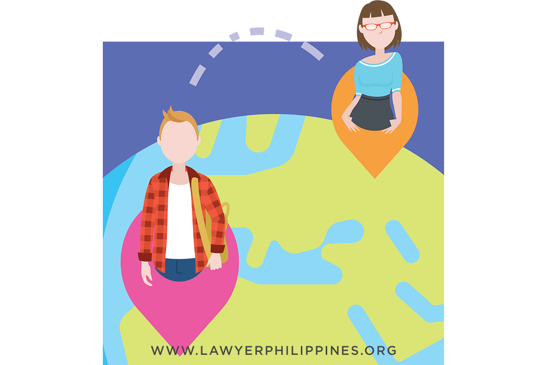Half a globe showing land and sea mass with two people apart from each other linked by a dotted line. Can a Philippine court enforce Child Support from a foreign father living abroad?