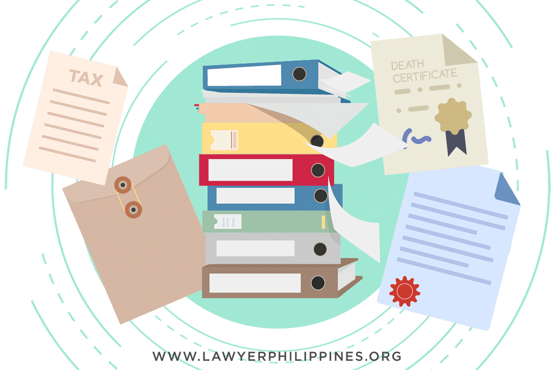 A picture of several documents to prove the ownership of the deceased over the properties