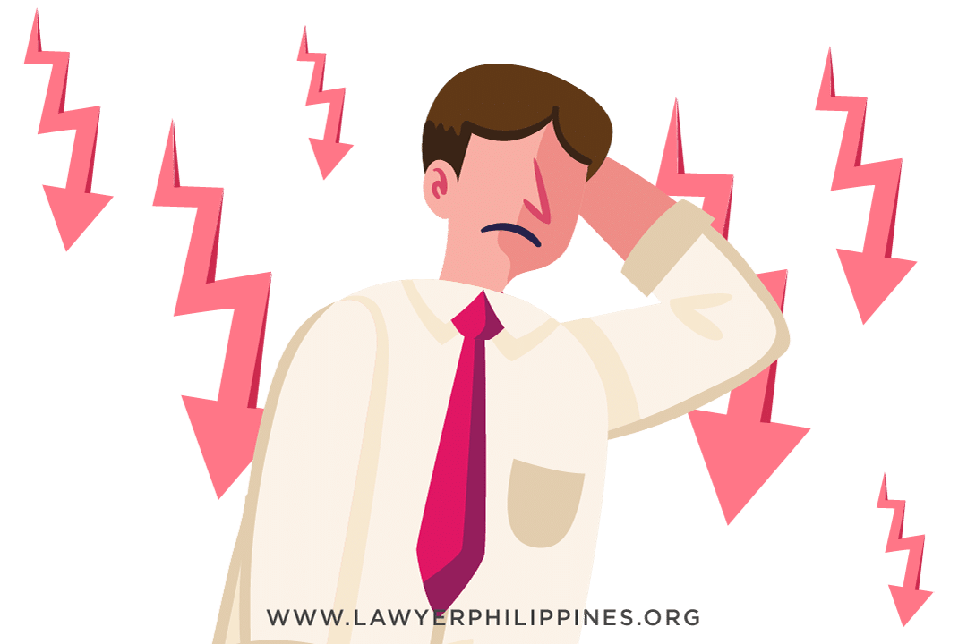 An upset man with several arrows pointing down to signify redundancy.