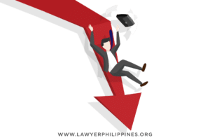 An employer sliding downwards along an arrow signifying business reverses.