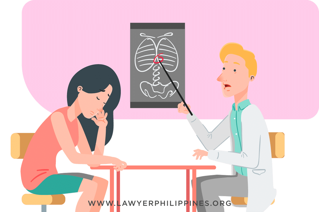 An upset employee in a doctor's clinic as he is discussing her condition.