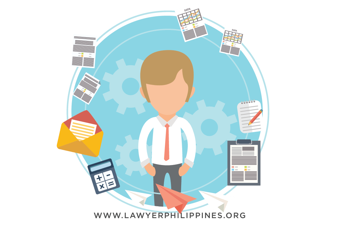 A man in a suit and tie surrounded by images of emails, letters and notices used when following the correct Termination Philippines Process.