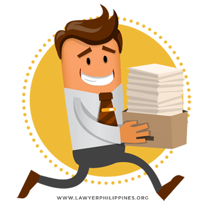 A lawyer in a white shirt with a dark tie, running whilst holding a pile of documents to be submitted as part of a Philippine Reconstitution of Title case.