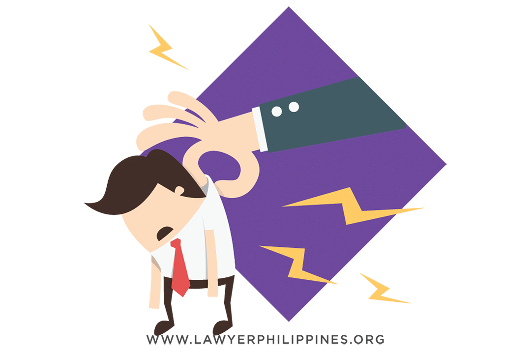 A hand picking up a man by his shirt collar and removing him from the office.