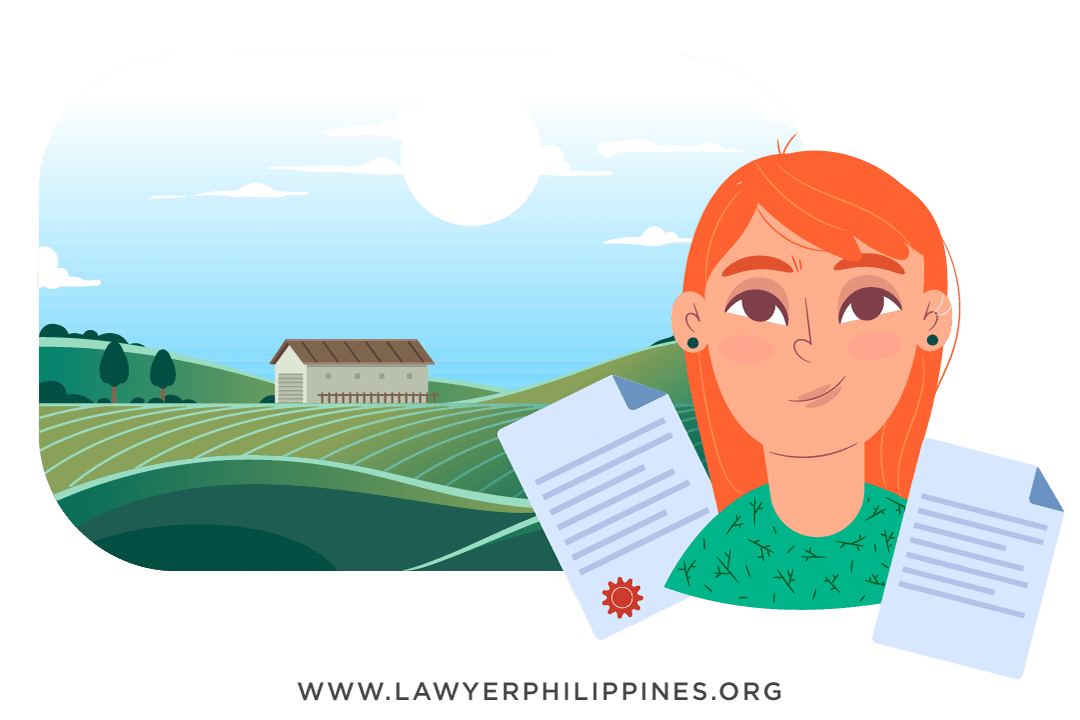 A woman with ginger hair with a house behind her. She is holding 2 Certificated documents representing Philippine Land Titles. Reconstitution of Title Philippines is needed when the RD copy is missing because both documents are used to confirm ownership.