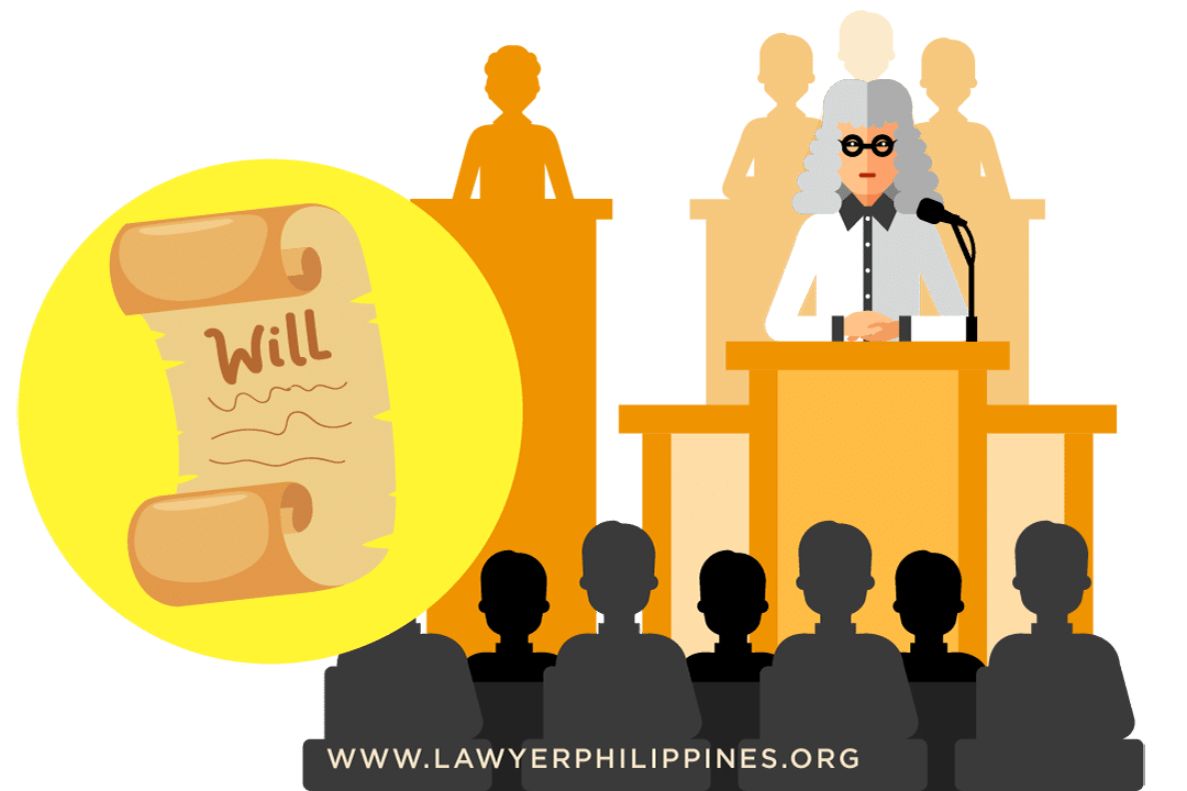 A picture of a court procedure where the will is subject of the hearing.