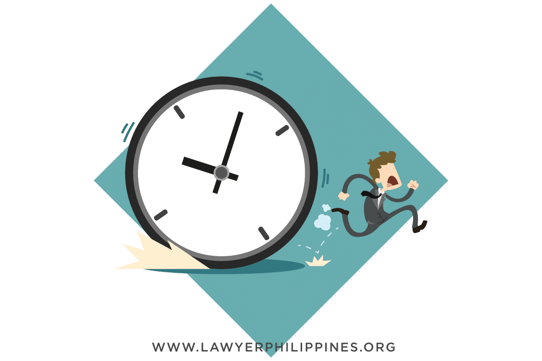 A large clock with a man running and looking stressed, indicating a late employee running to get to work. Article Termination due to AWOL, Tardiness or Abandonment of Work under Philippine Labor Law by Lawyers In The Philippines