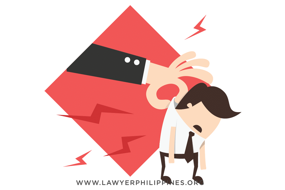A suited hand with anger signs around it holding an employee by his collar and walking him out of a business after Termination due to AWOL under the Philippine Labor Code