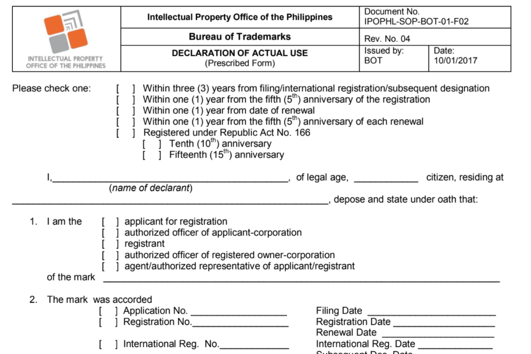 A DAU application form