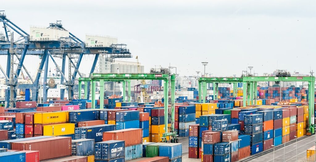 Containers in the port