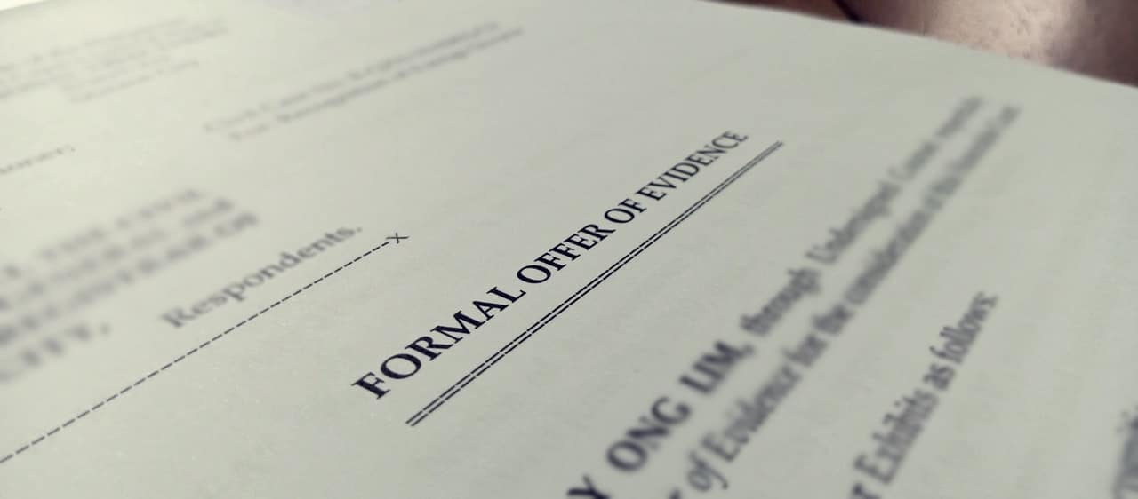 A sample of Formal Offer of Evidence
