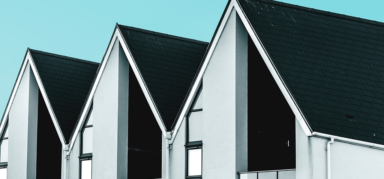 Three identical houses