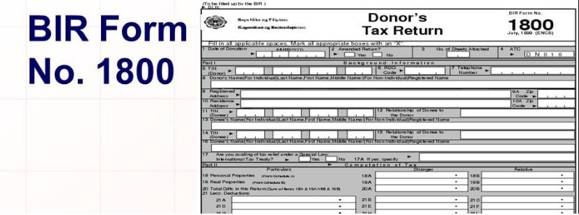 BIR form No. 1800
