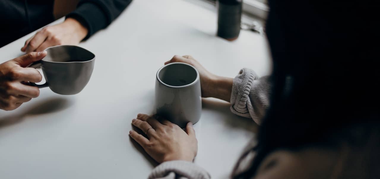 A conversation inside a café