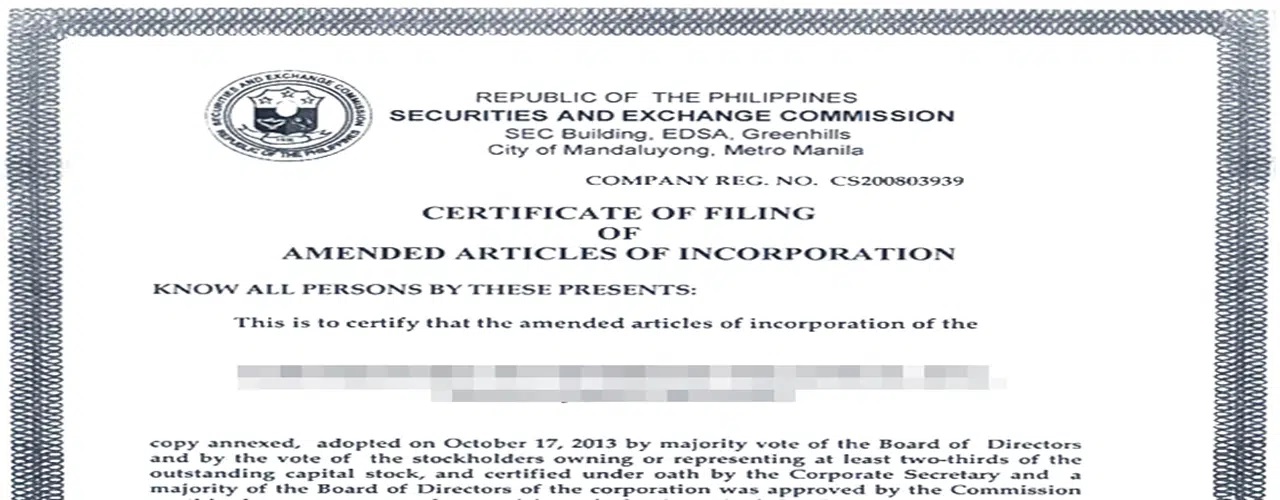 Updating company's article of incorporation is SEC requirements for change of business address Philippines.