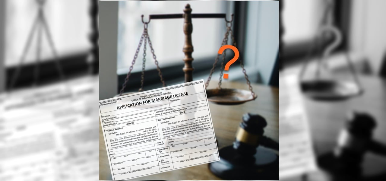 An empty marriage license application form on a judge's table