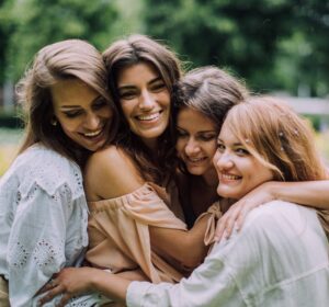 Siblings doing a group hug