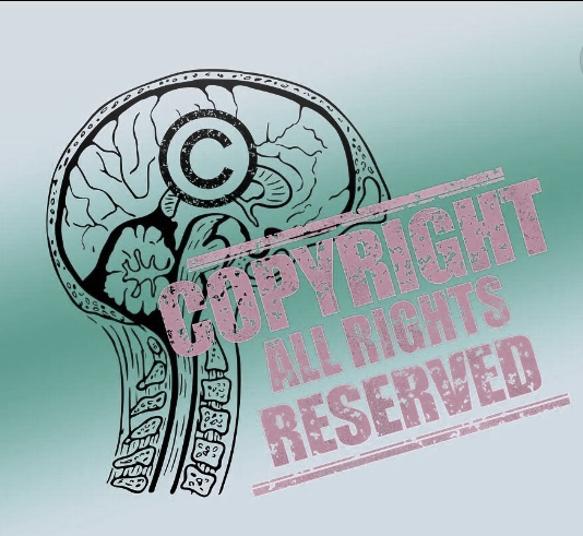 Anatomy of human head with copy right logo with stamp