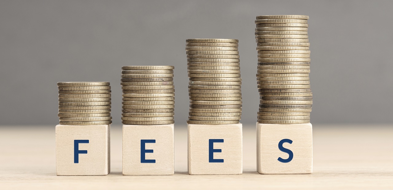 Stacks of coins on the word